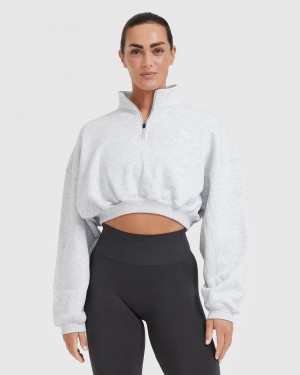 Oner Active All Day Cosy Crop 1/4 Zip Sweatshirts Lichtgrijs | FCP-807392