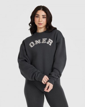 Oner Active All Day Varsity Oversized Sweatshirts Zwart | SPV-031856