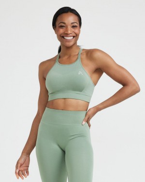 Oner Active Effortless Seamless High Neck Bralette Sports Bras Olijfgroen | YRH-984120