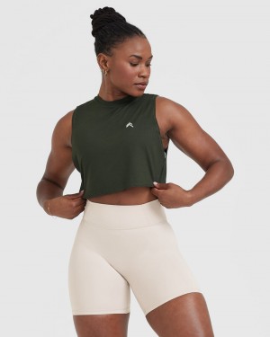 Oner Active Go To Muscle Crop T-shirts Khaki Groen | FHM-314672