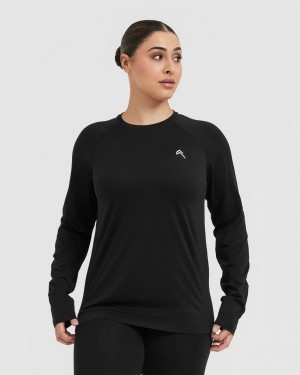 Oner Active Go To Seamless Loose Long Sleeve T-shirts Zwart | EBU-763924