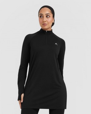 Oner Active Go To Seamless Loose Long Sleeve Longline T-shirts Zwart | MBS-678053