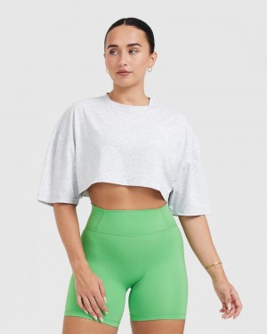 Oner Active Klassieke Lifters Grafische Relaxed Crop Lichtgewicht T-shirts Lichtgrijs | QPZ-569147