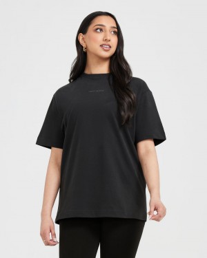 Oner Active Klassieke Mirror Grafische Oversized T-shirts Zwart | TVH-780346