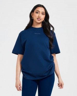 Oner Active Klassieke Mirror Grafische Oversized T-shirts Blauw | GXK-793168