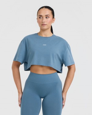 Oner Active Klassieke Oner Grafische Crop Lichtgewicht T-shirts Blauw | QVA-476502