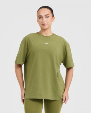 Oner Active Klassieke Oner Grafische Oversized Lichtgewicht T-shirts Olijfgroen Groen | DFI-609357