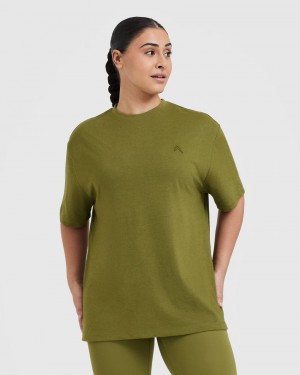 Oner Active Klassieke Oversized Lichtgewicht T-shirts Olijfgroen Groen | IMG-348096