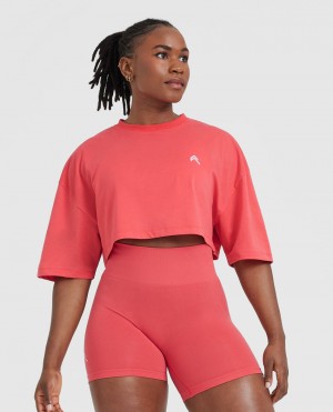 Oner Active Klassieke Relaxed Crop Lichtgewicht T-shirts Rood | MOX-860937