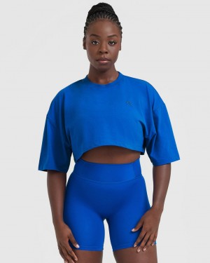 Oner Active Klassieke Relaxed Crop Lichtgewicht T-shirts Diepblauw | ZXD-128670