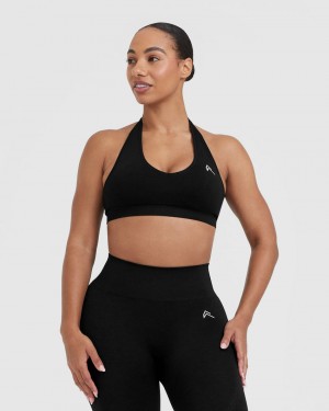 Oner Active Klassieke Seamless 2.0 Halter Neck Bralette Sports Bras Zwart | PMB-973268