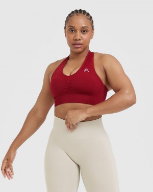 Oner Active Klassieke Seamless 2.0 V-Neck Bralette Sports Bras Rood Bordeaux | LUE-821359