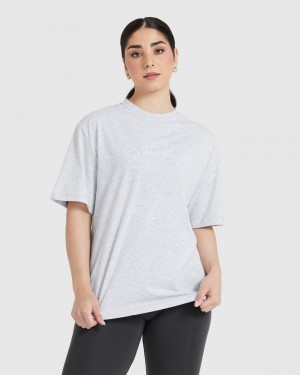 Oner Active Klassieke Varsity Oversized Lichtgewicht T-shirts Lichtgrijs | ZQL-586031