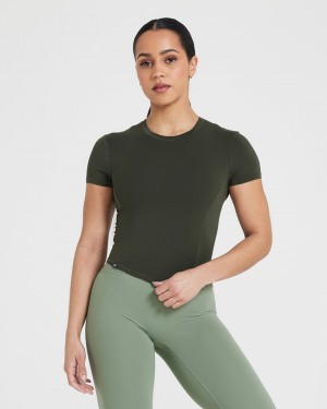 Oner Active Mellow Soft Mid Kort Sleeve T-shirts Khaki | MLZ-762019