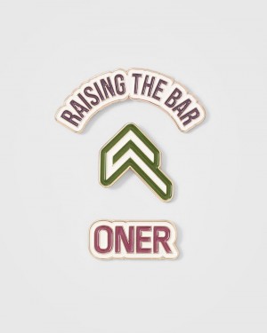 Oner Active Raising The Bar Grafische Pins 3 Pack Accessoires Roze Khaki | QTL-045627