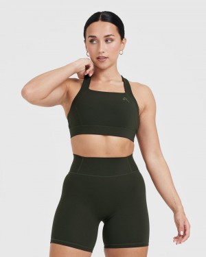 Oner Active Timeless Brede Riemen Sports Bras Khaki | ALV-209176