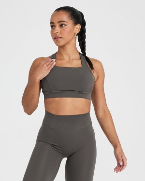 Oner Active Timeless Brede Riemen Sports Bras Diepgrijs Bruin | NZY-496382