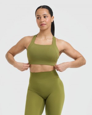 Oner Active Timeless Brede Riemen Sports Bras Olijfgroen Groen | XHY-170853