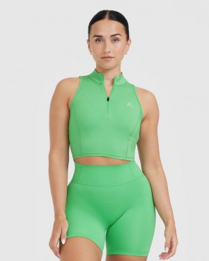 Oner Active Timeless Half Zip Crop Tank T-shirts Groen | CKH-015683