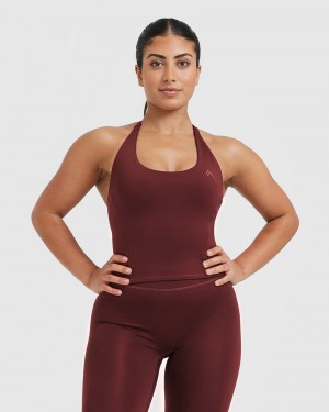 Oner Active Timeless Halter Neck Mid T-shirts Bordeaux | IPL-540928