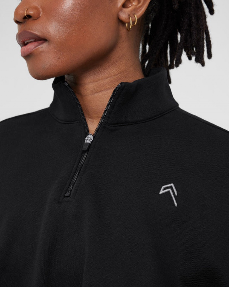 Oner Active All Day Lichtgewicht Crop 1/4 Zip Sweatshirts Zwart | KPU-975083