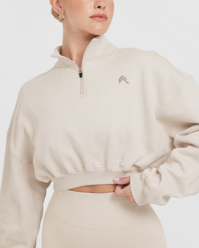 Oner Active All Day Lichtgewicht Crop 1/4 Zip Sweatshirts Bruin | CKF-184039