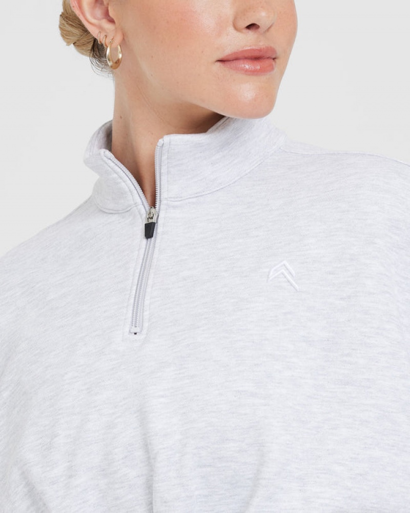 Oner Active All Day Lichtgewicht Crop 1/4 Zip Sweatshirts Lichtgrijs | GAQ-563274