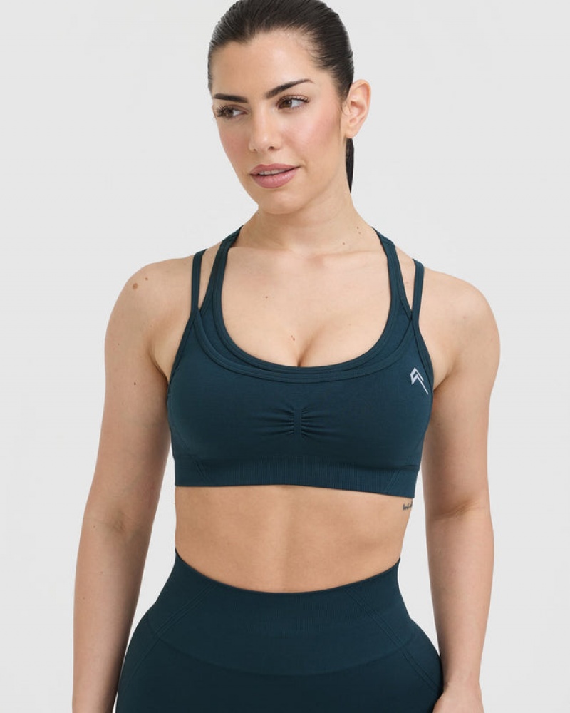 Oner Active Effortless Seamless Layered Sports Bras Blauw | HAJ-976481