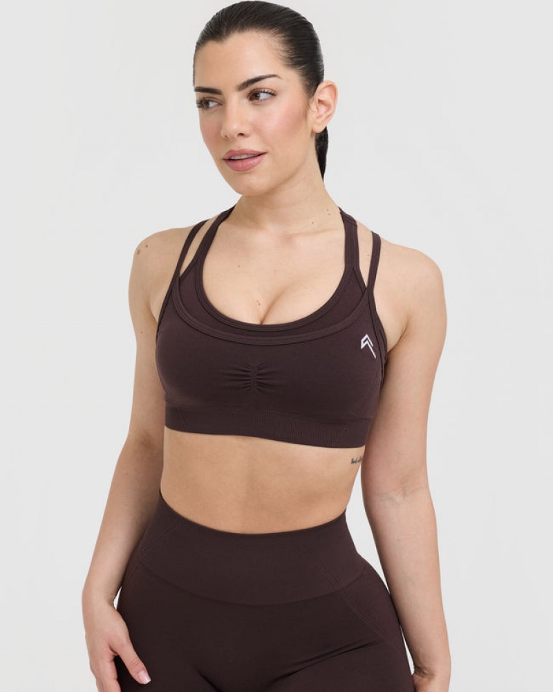 Oner Active Effortless Seamless Layered Sports Bras Paars Bruin | DOP-190234