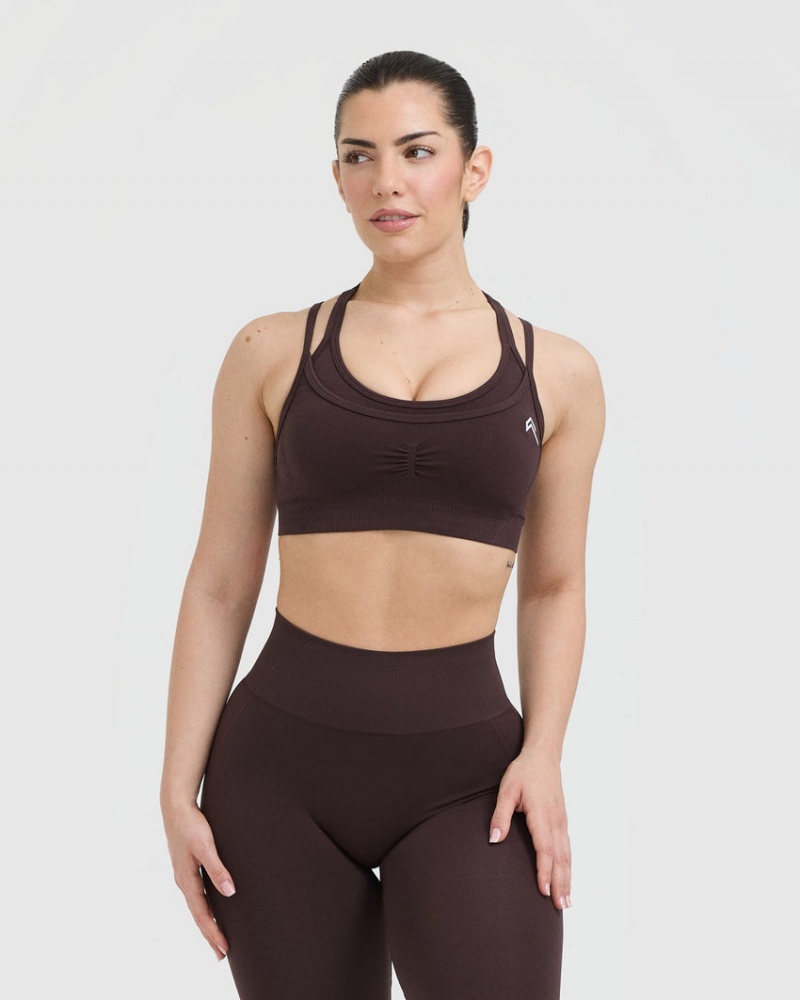 Oner Active Effortless Seamless Layered Sports Bras Paars Bruin | DOP-190234