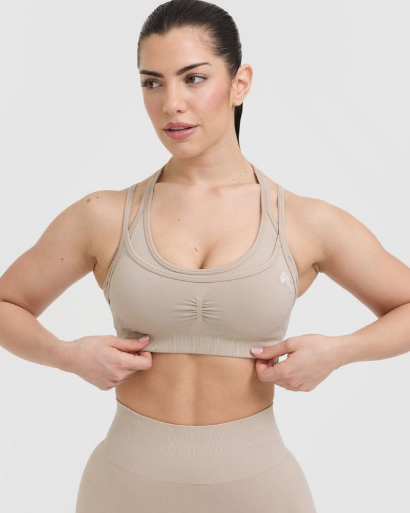 Oner Active Effortless Seamless Layered Sports Bras Lichtbruin | KNX-967523