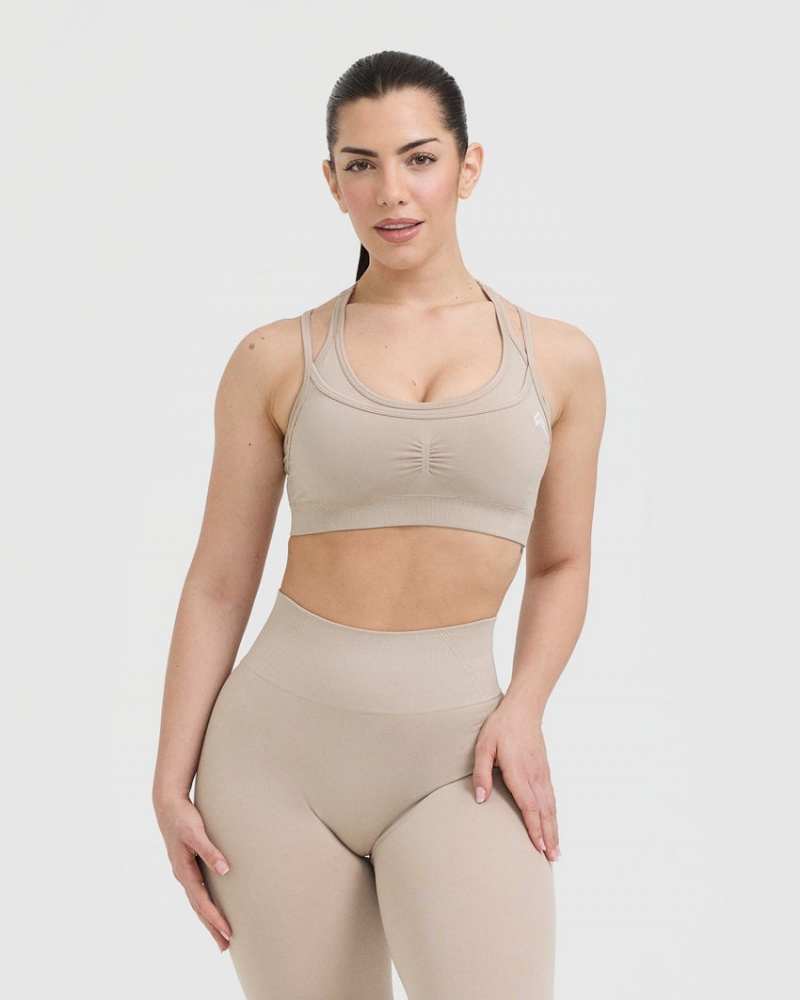 Oner Active Effortless Seamless Layered Sports Bras Lichtbruin | KNX-967523