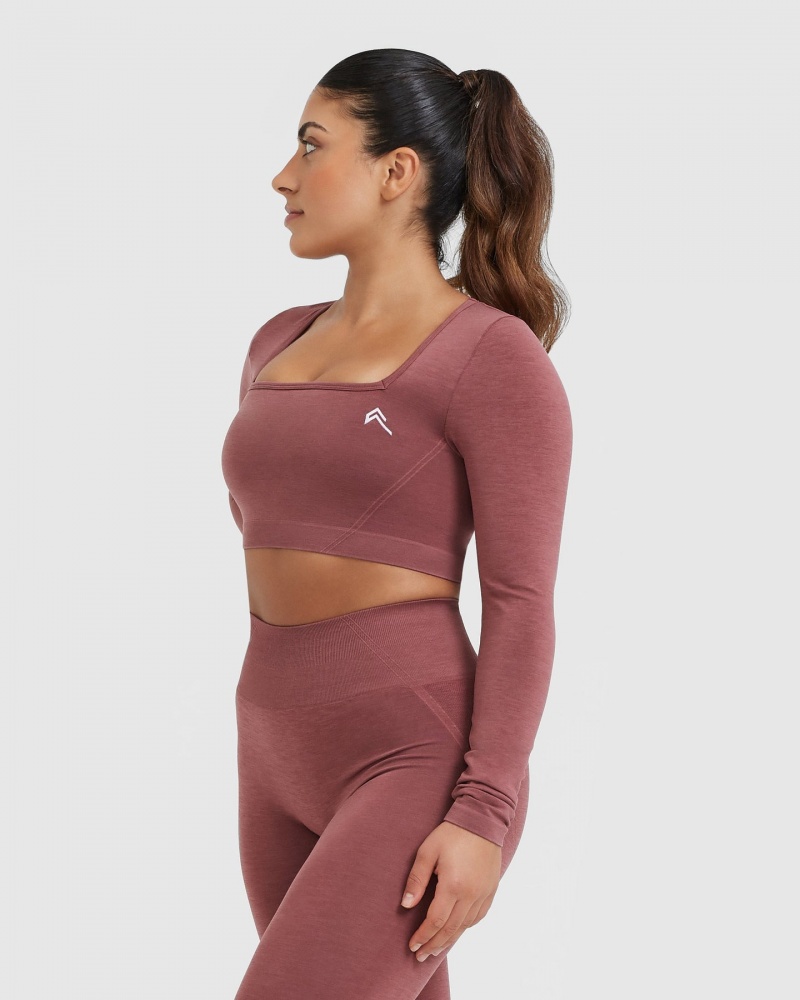 Oner Active Effortless Square Neck Crop Long Sleeve T-shirts Roze | BOP-140283