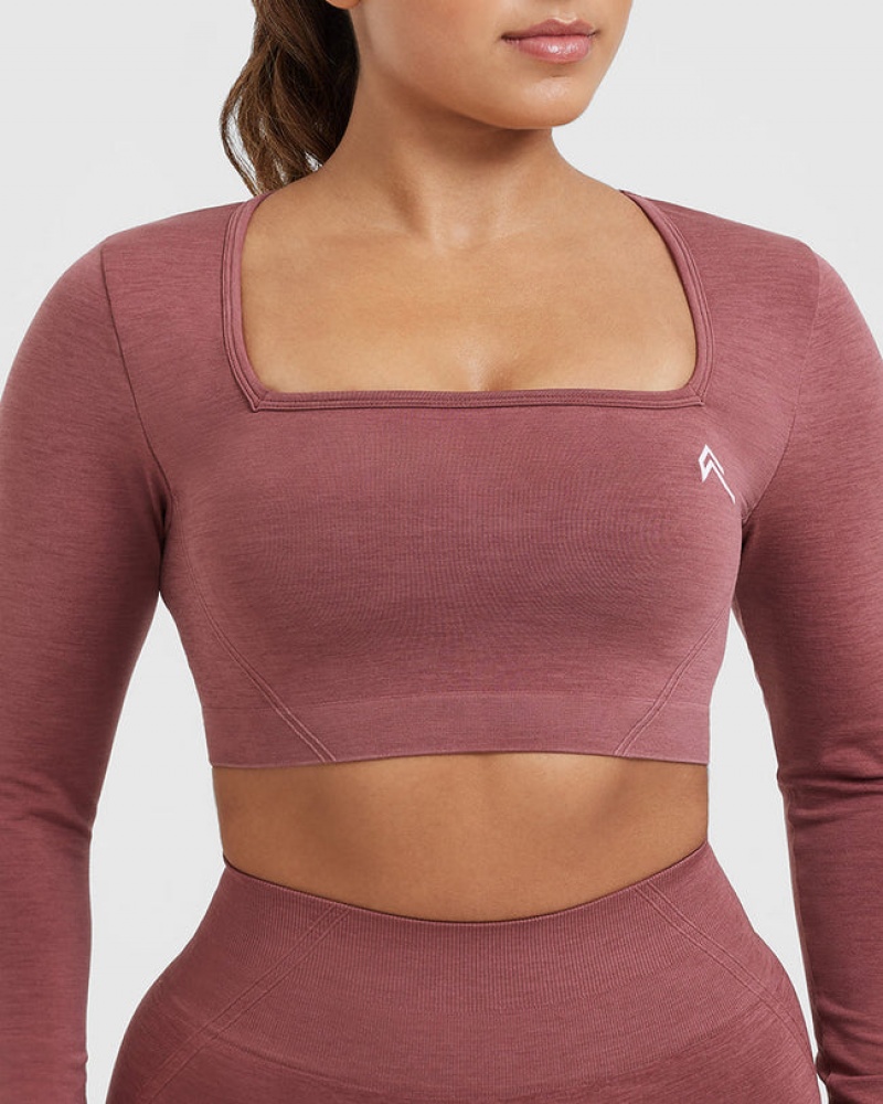 Oner Active Effortless Square Neck Crop Long Sleeve T-shirts Roze | BOP-140283