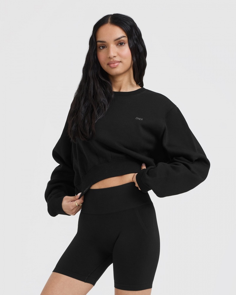 Oner Active Foundations Crop Sweatshirts Zwart | ELG-132769