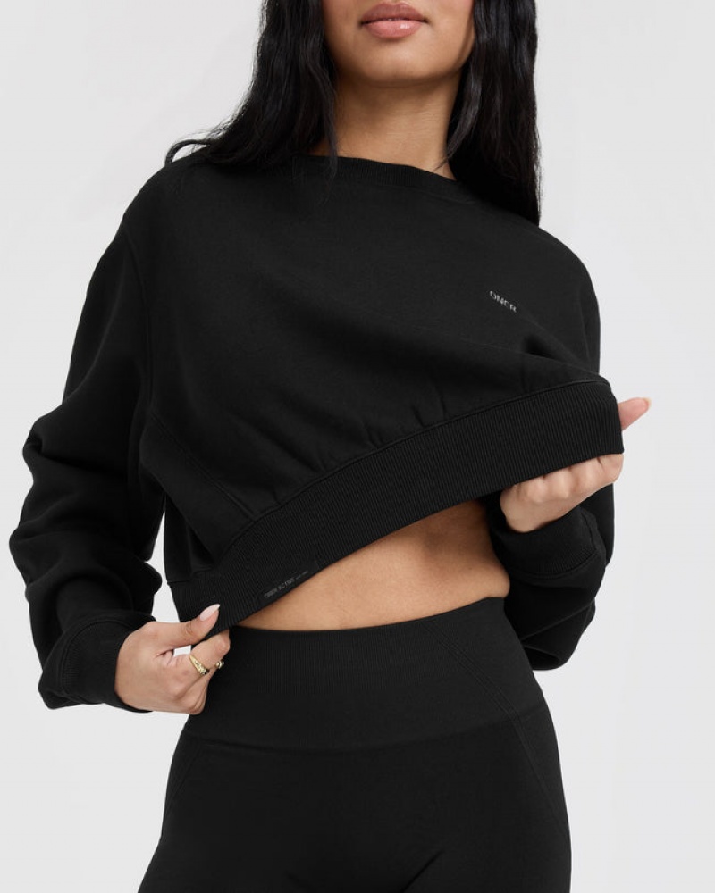 Oner Active Foundations Crop Sweatshirts Zwart | ELG-132769