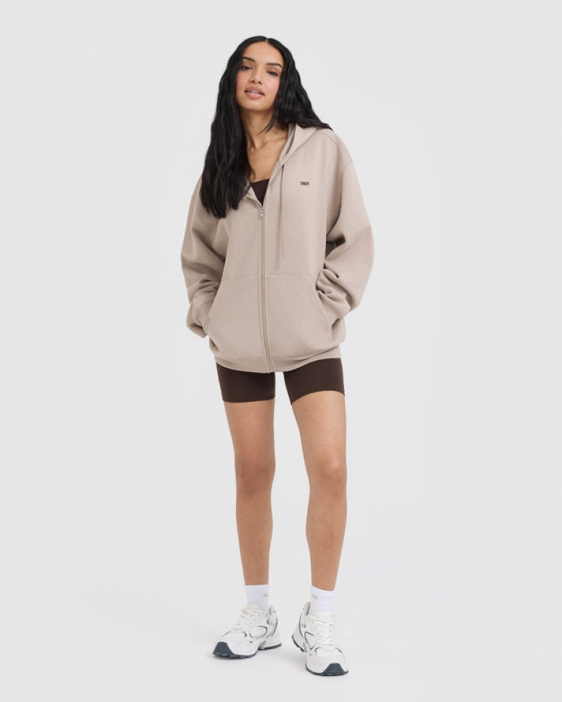 Oner Active Foundations Zip Through Hoodie Lichtbruin | YCK-907268