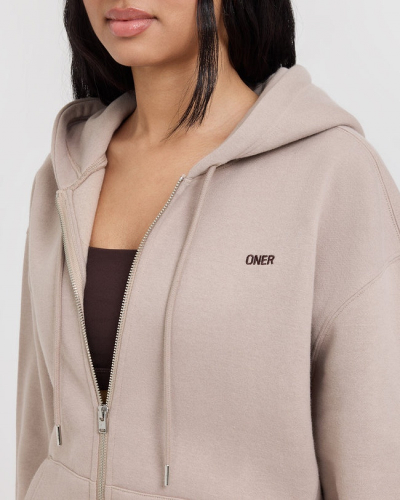 Oner Active Foundations Zip Through Hoodie Lichtbruin | YCK-907268