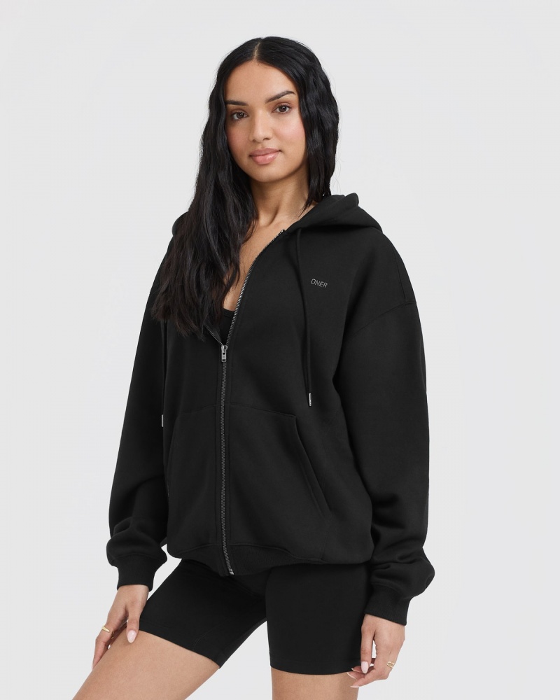 Oner Active Foundations Zip Through Hoodie Zwart | IPS-654708