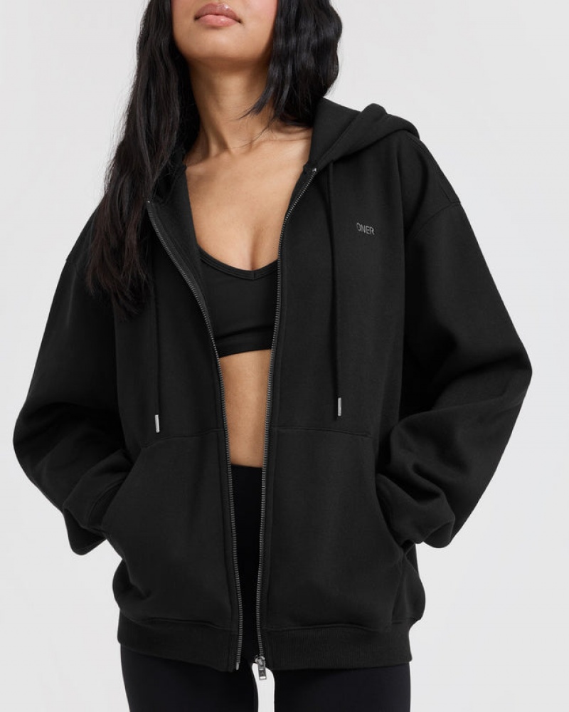 Oner Active Foundations Zip Through Hoodie Zwart | IPS-654708