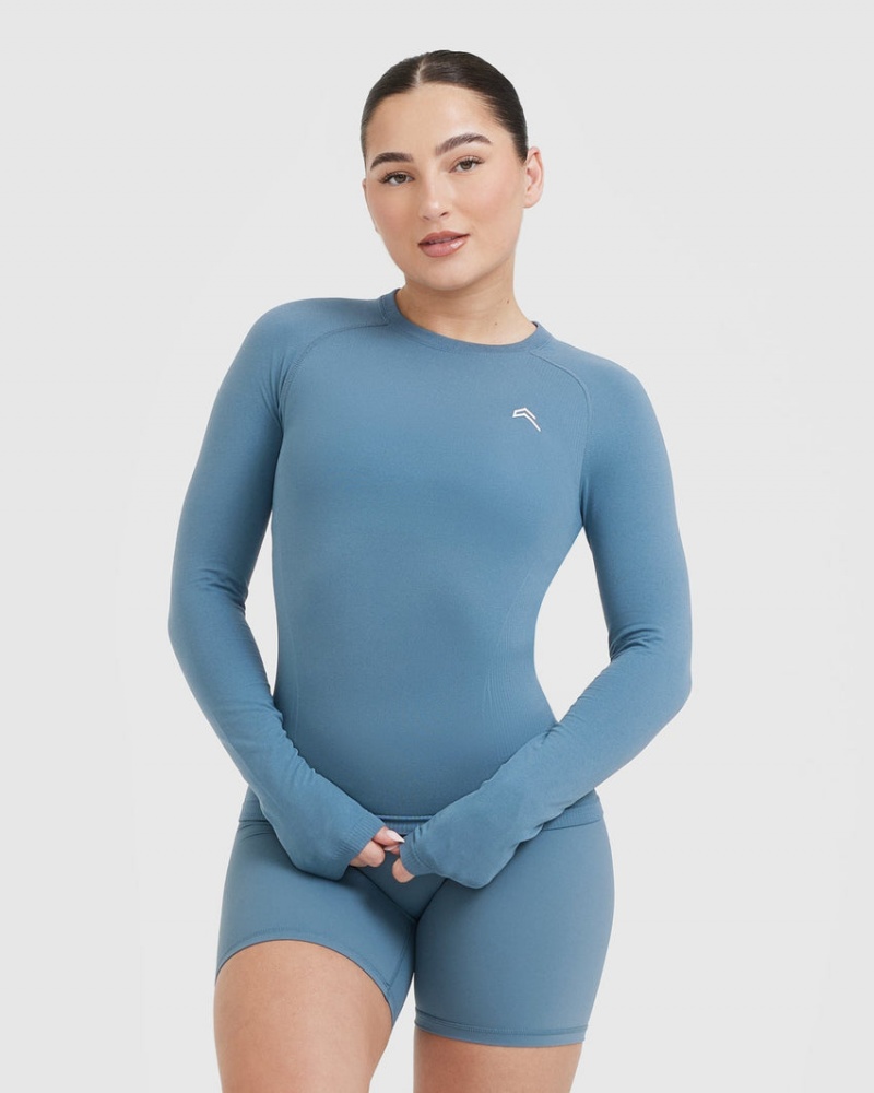 Oner Active Go To Seamless Fitted Long Sleeve T-shirts Blauw | TQS-496032