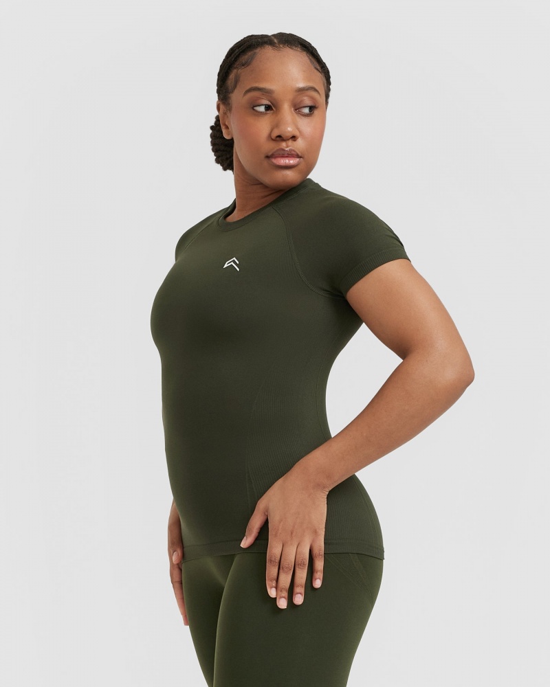 Oner Active Go To Seamless Fitted T-shirts Khaki | ERW-345219