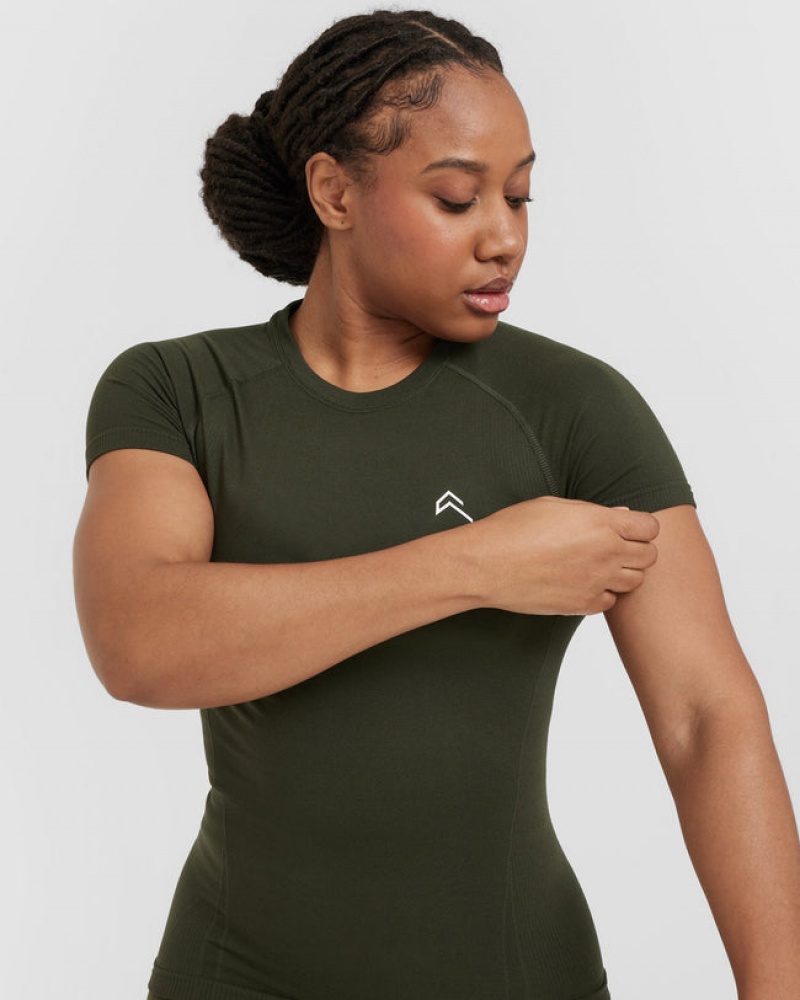 Oner Active Go To Seamless Fitted T-shirts Khaki | ERW-345219