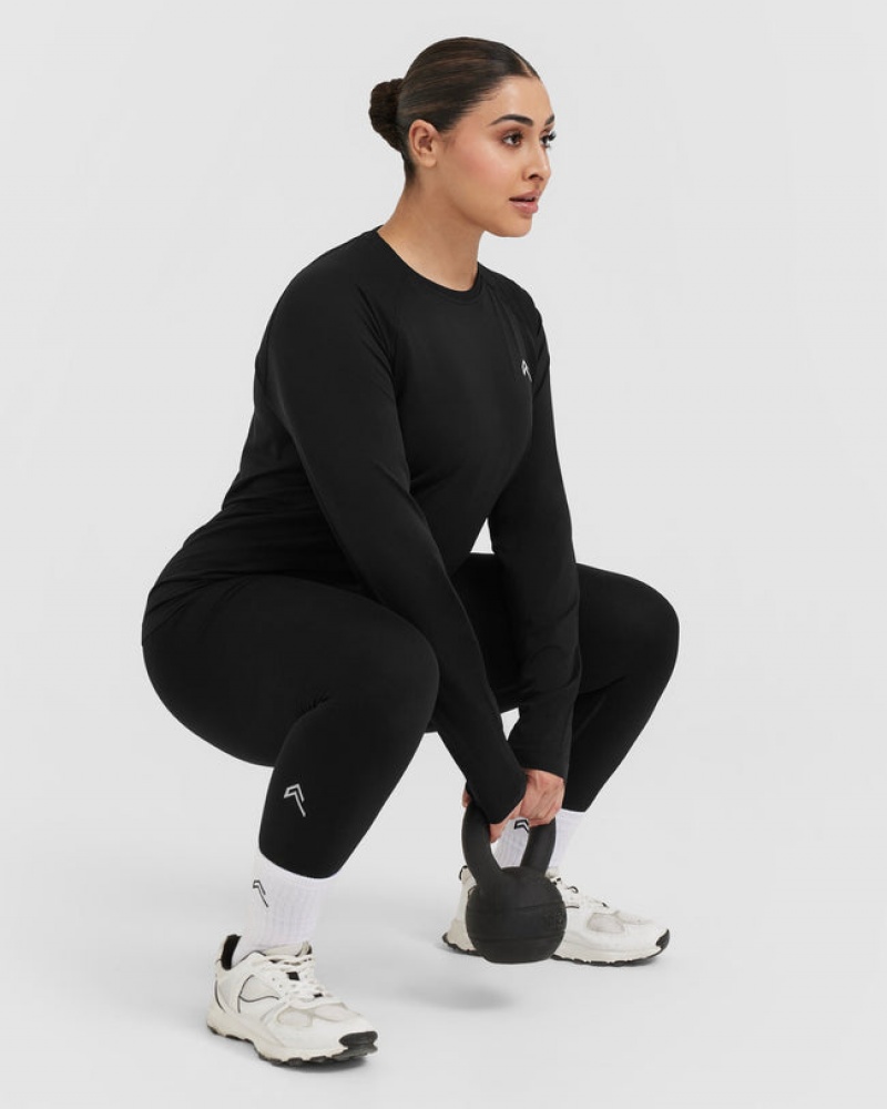 Oner Active Go To Seamless Loose Long Sleeve T-shirts Zwart | EBU-763924