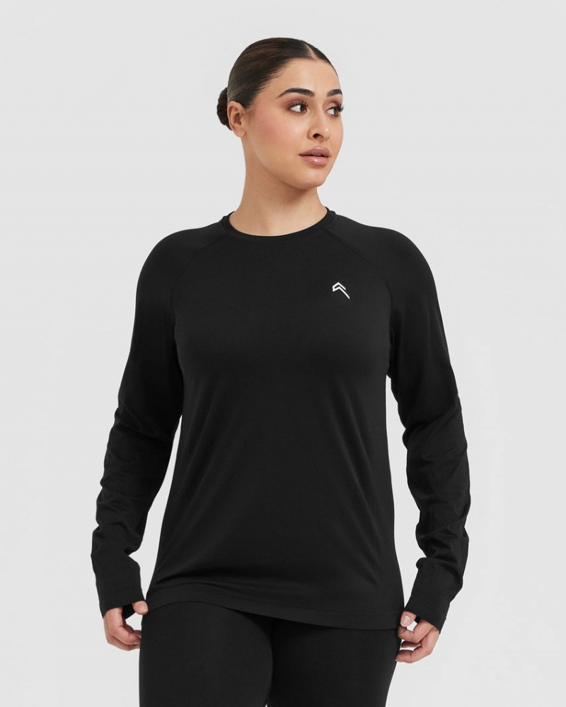 Oner Active Go To Seamless Loose Long Sleeve T-shirts Zwart | EBU-763924