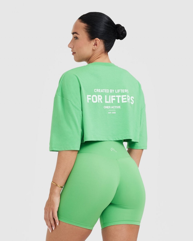 Oner Active Klassieke Lifters Grafische Relaxed Crop Lichtgewicht T-shirts Groen | PXA-958360