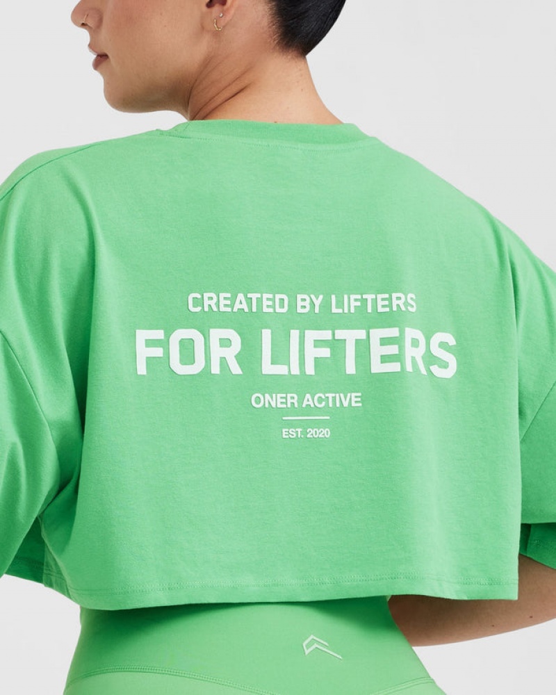 Oner Active Klassieke Lifters Grafische Relaxed Crop Lichtgewicht T-shirts Groen | PXA-958360