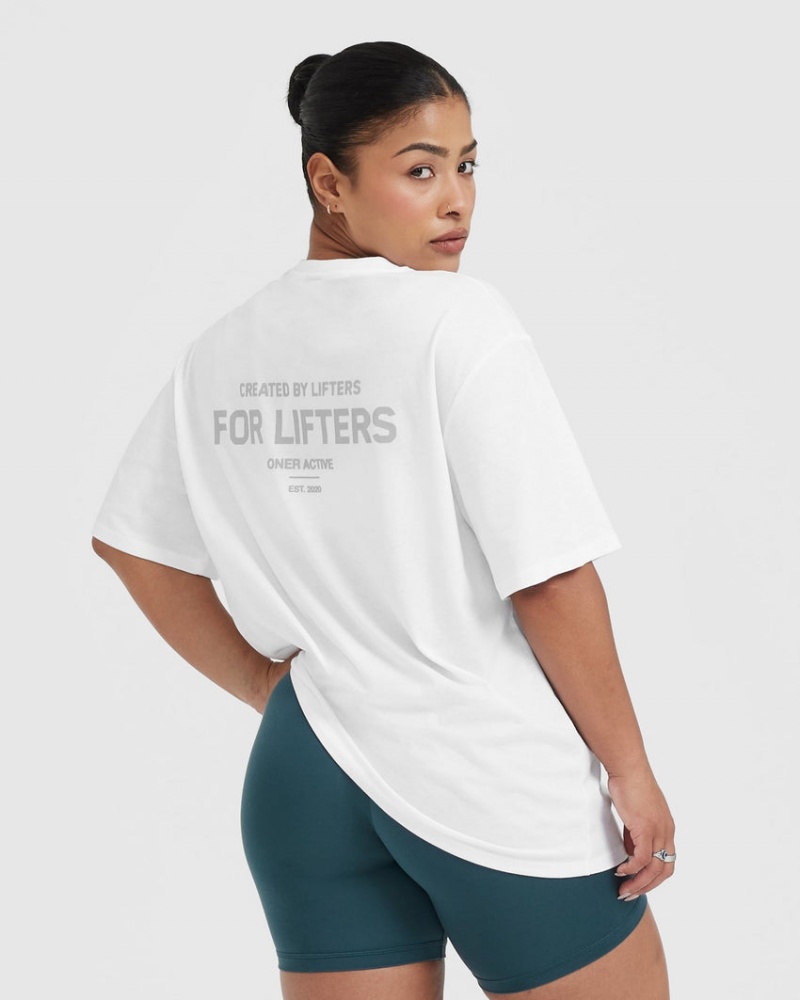 Oner Active Klassieke Lifters Grafische Oversized Lichtgewicht T-shirts Wit | NYO-731859