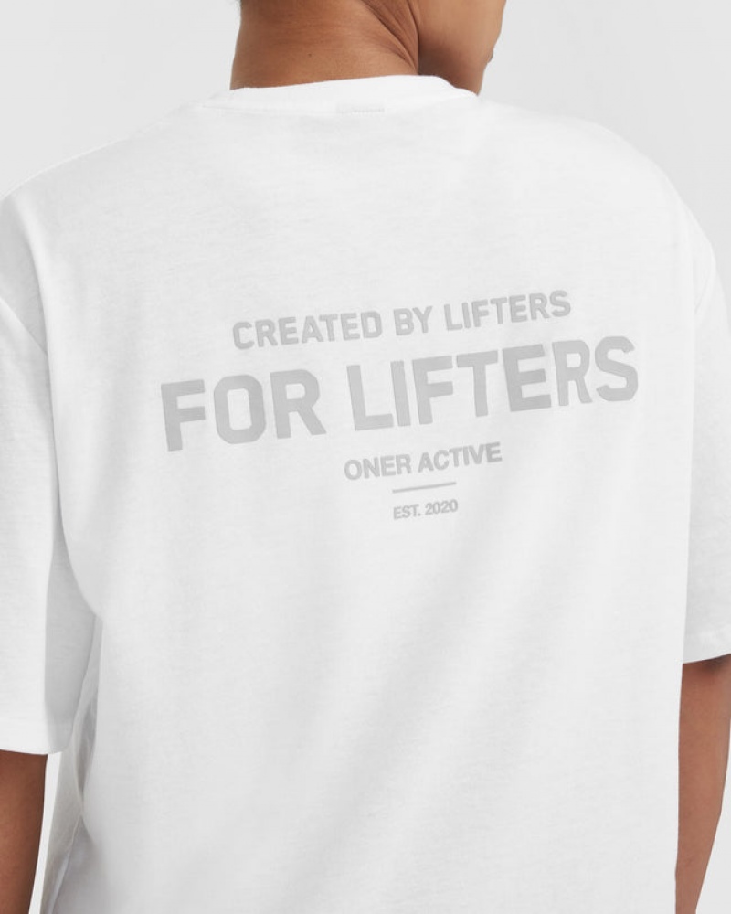 Oner Active Klassieke Lifters Grafische Oversized Lichtgewicht T-shirts Wit | NYO-731859