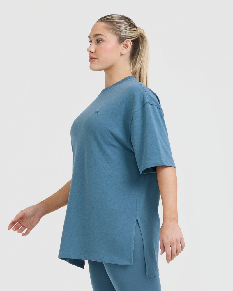 Oner Active Klassieke Longline T-shirts Blauw | FAR-250481